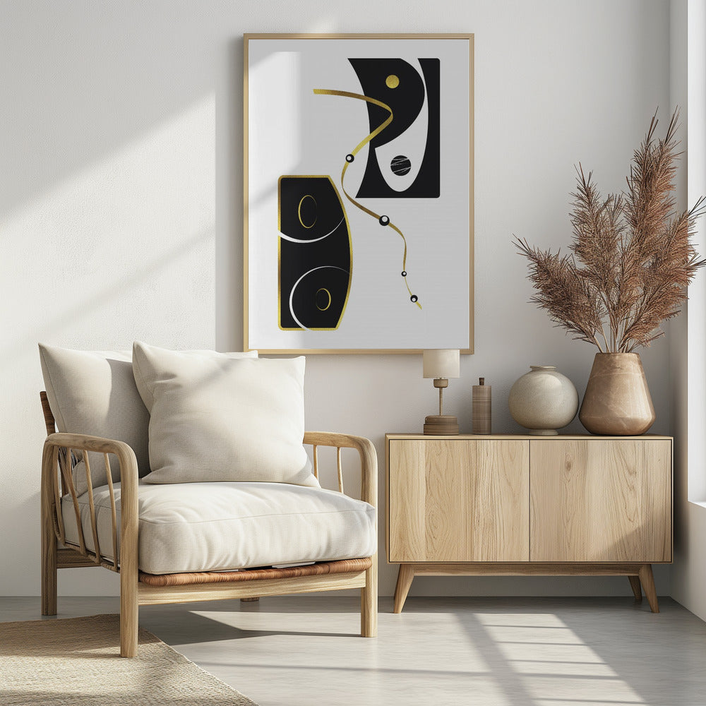Black & White Abstract No. 2 | gold Poster
